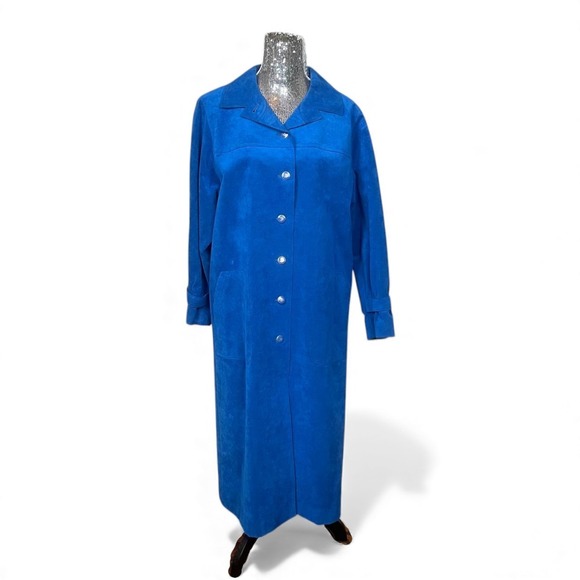 Mario Bragiotte Jackets & Blazers - Vintage 70s‎ Ultrasuede Blue Maxi Coat Dress Long Duster Medium Statement Winter